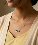 925 Sterling Silver Black Whale Necklace by CHAKORE on Indian model in Light Yellow Salwar with Shrug