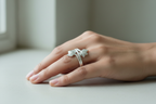 925 sterling silver double tulip flower wrap ring worn on hand – CHAKORE handcrafted silver ring
