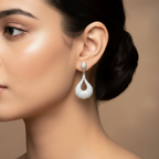 925 silver earring sizzling party drop by CHAKORE On-model close-up