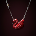 925 Sterling Silver Red swan-shaped pendant necklace on a dark background by CHAKORE