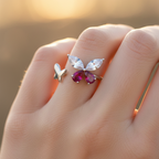 925 Sterling Silver Butterfly Ring on Little Finger Golden Hour by CHAKORE