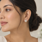 Glorious Sunflower 925 Silver Freshwater Pearl Stud Earrings