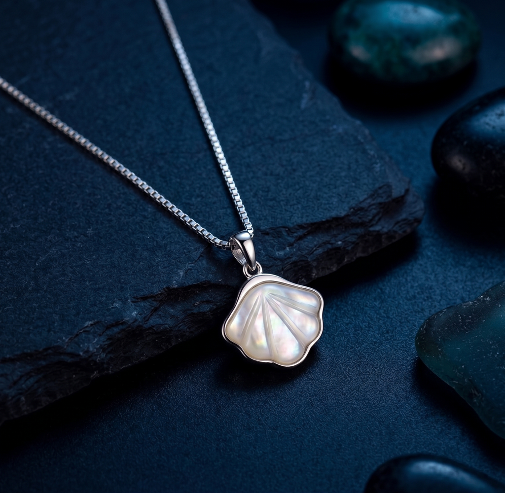 Coastal Pearl Shell 925 Silver Necklace