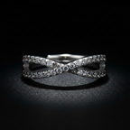 Crossover Infinity 925 Sterling Silver Ring with Pave CZ Stones – Adjustable Band | CHAKORE Moody noir editorial