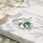 Crystal Green Butterfly 925 Silver Ring
