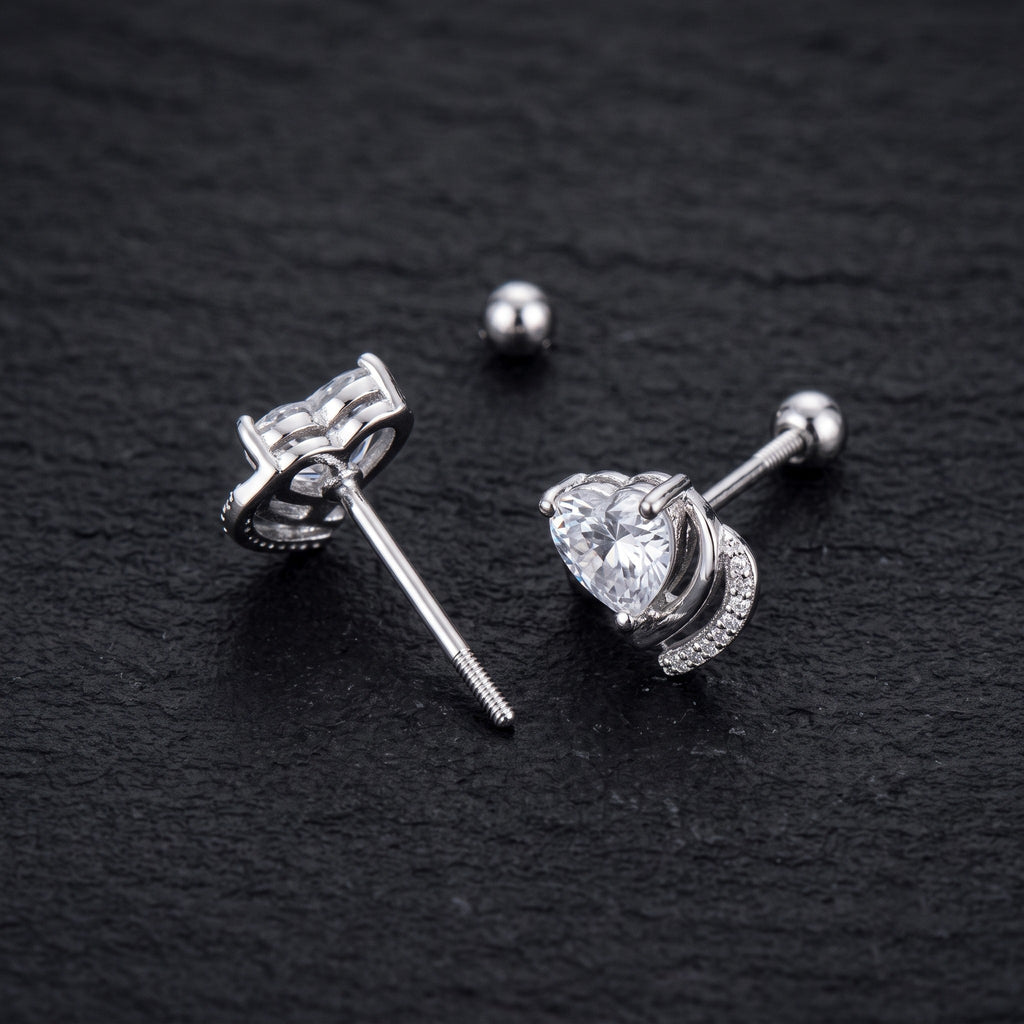 Crystal Valentine 925 Silver Studs Earrings