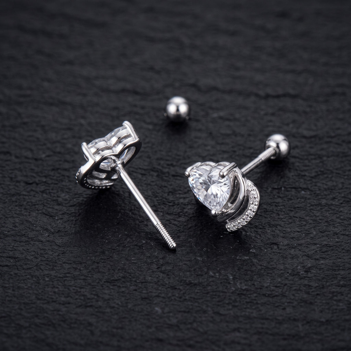 Crystal Valentine 925 Silver Studs Earrings