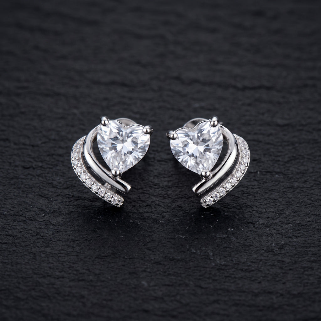 Crystal Valentine 925 Silver Studs Earrings