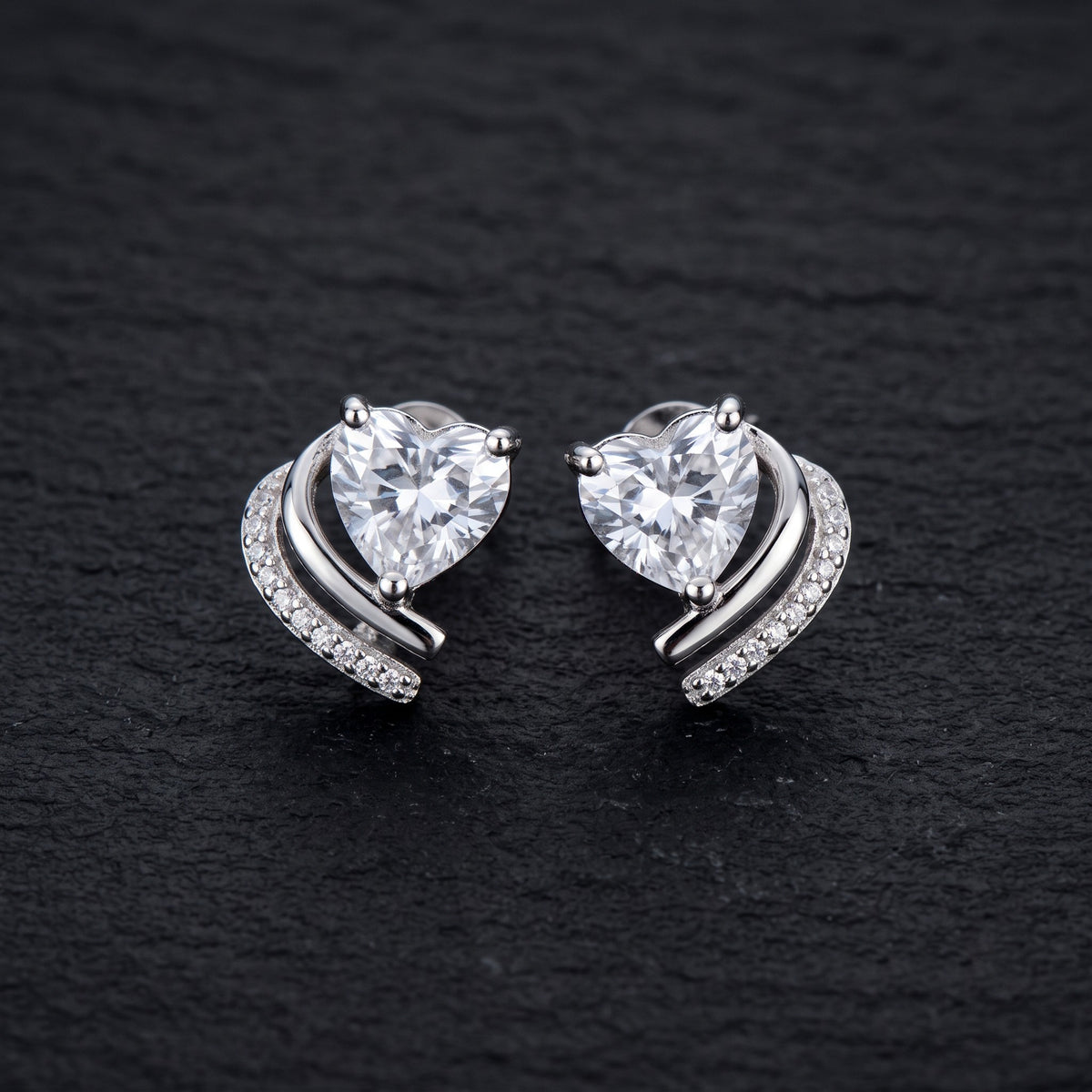 Crystal Valentine 925 Silver Studs Earrings