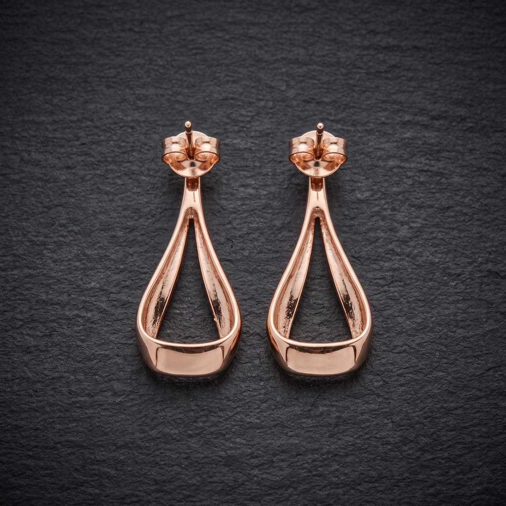 A-Line Rose Gold Dangler 925 Silver Earrings