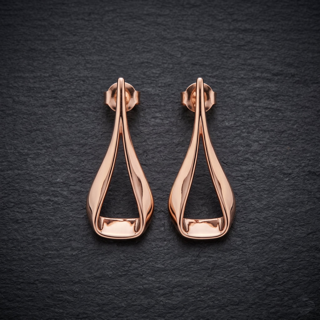 A-Line Rose Gold Dangler 925 Silver Earrings