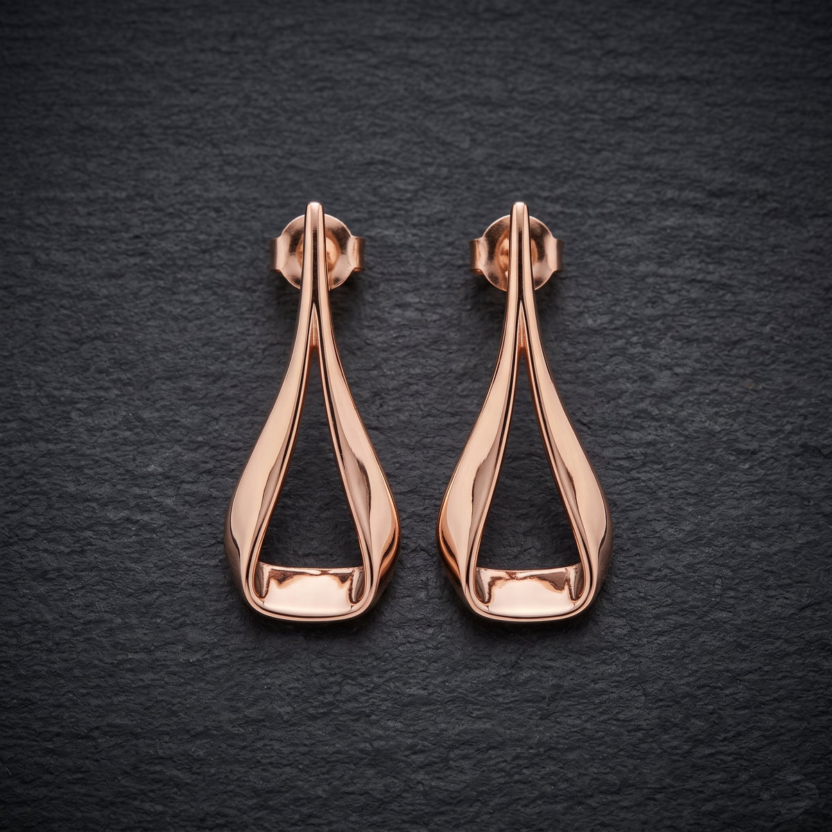 A-Line Rose Gold Dangler 925 Silver Earrings