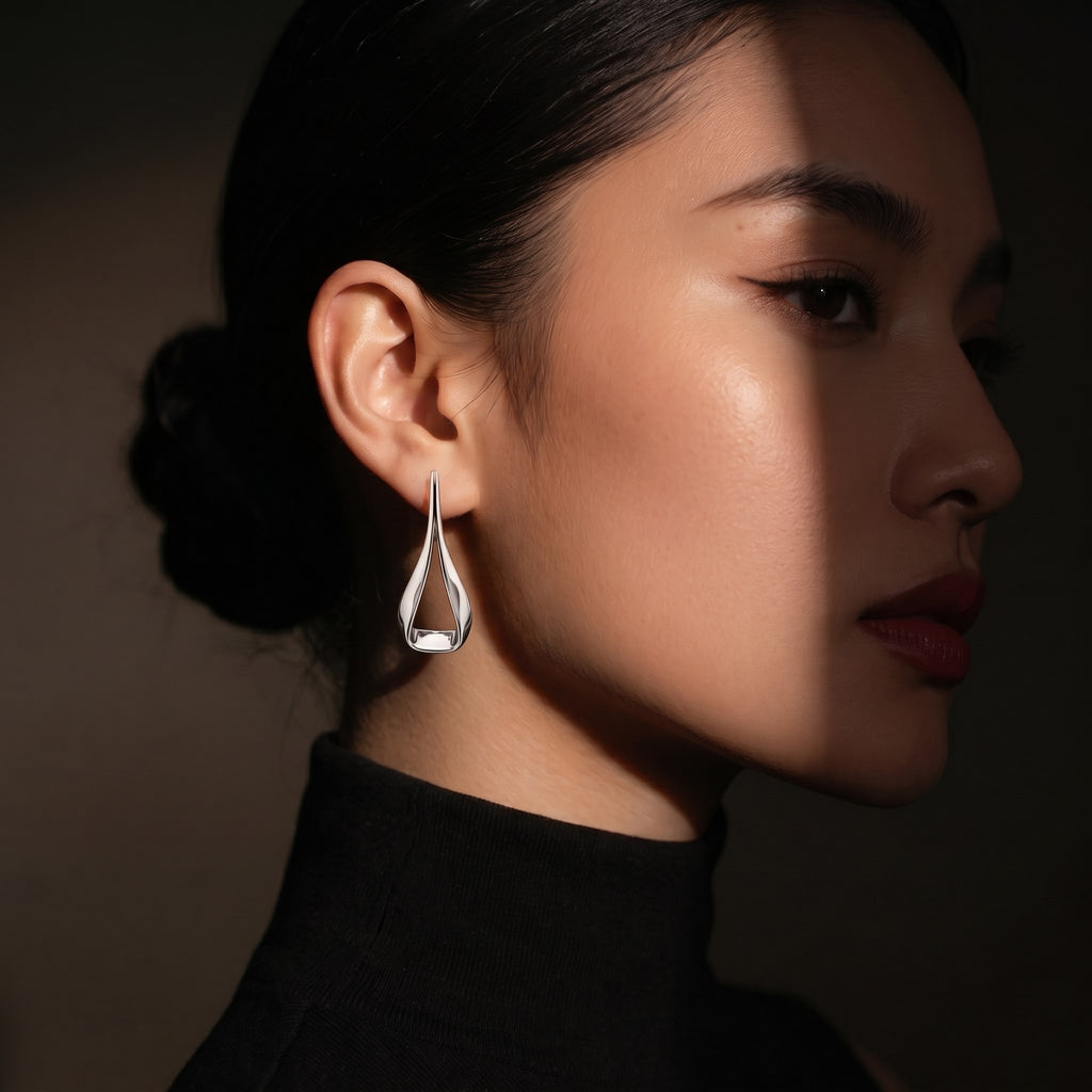 A-Line Rose Gold Dangler 925 Silver Earrings
