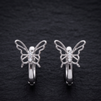 Winged Sparkle 925 Silver Hoops Earrings