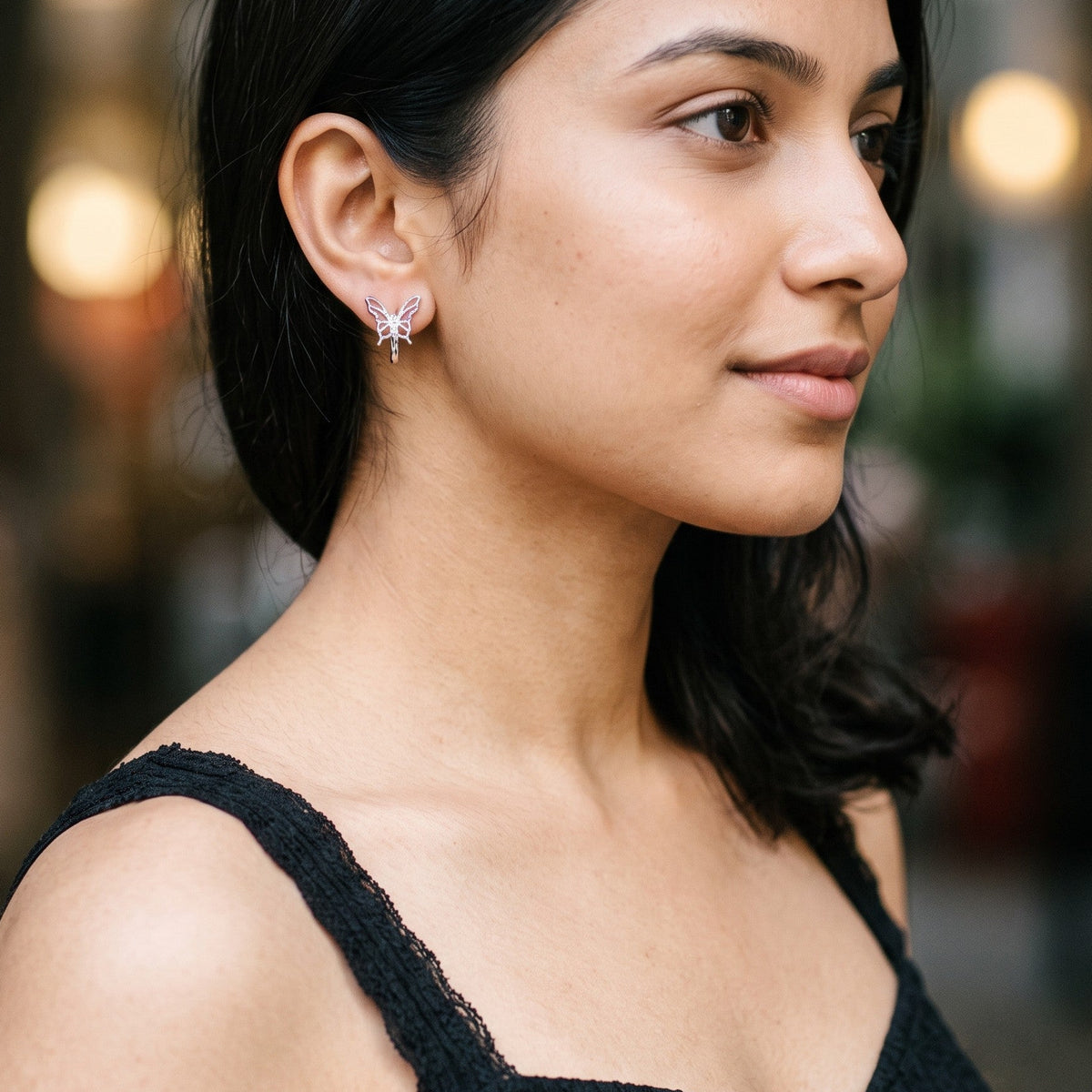 Winged Sparkle 925 Silver Hoops Earrings