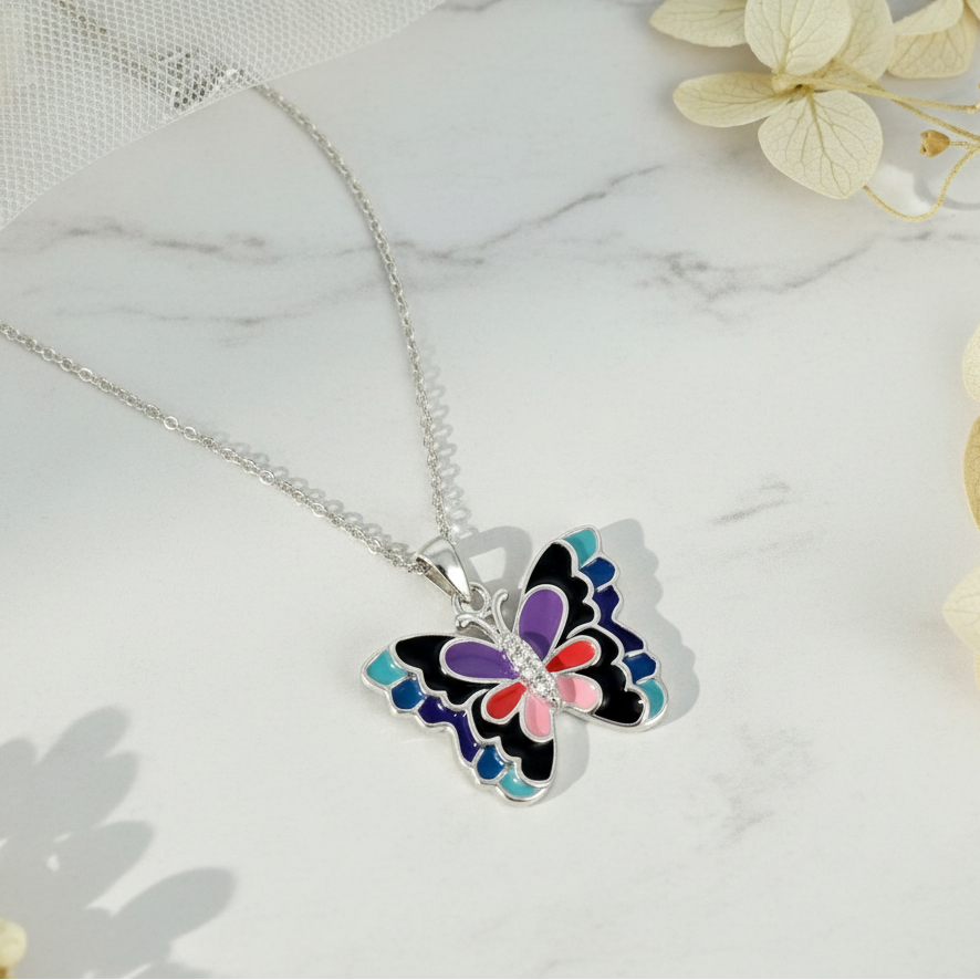 Butterfly Necklace Flat Lay