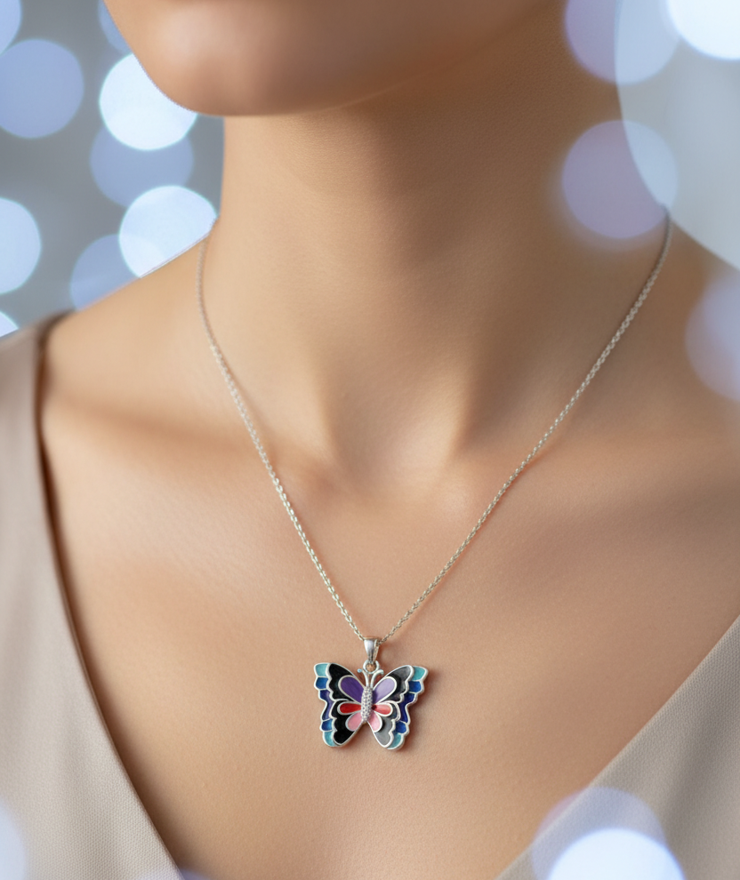 Butterfly Necklace On Model