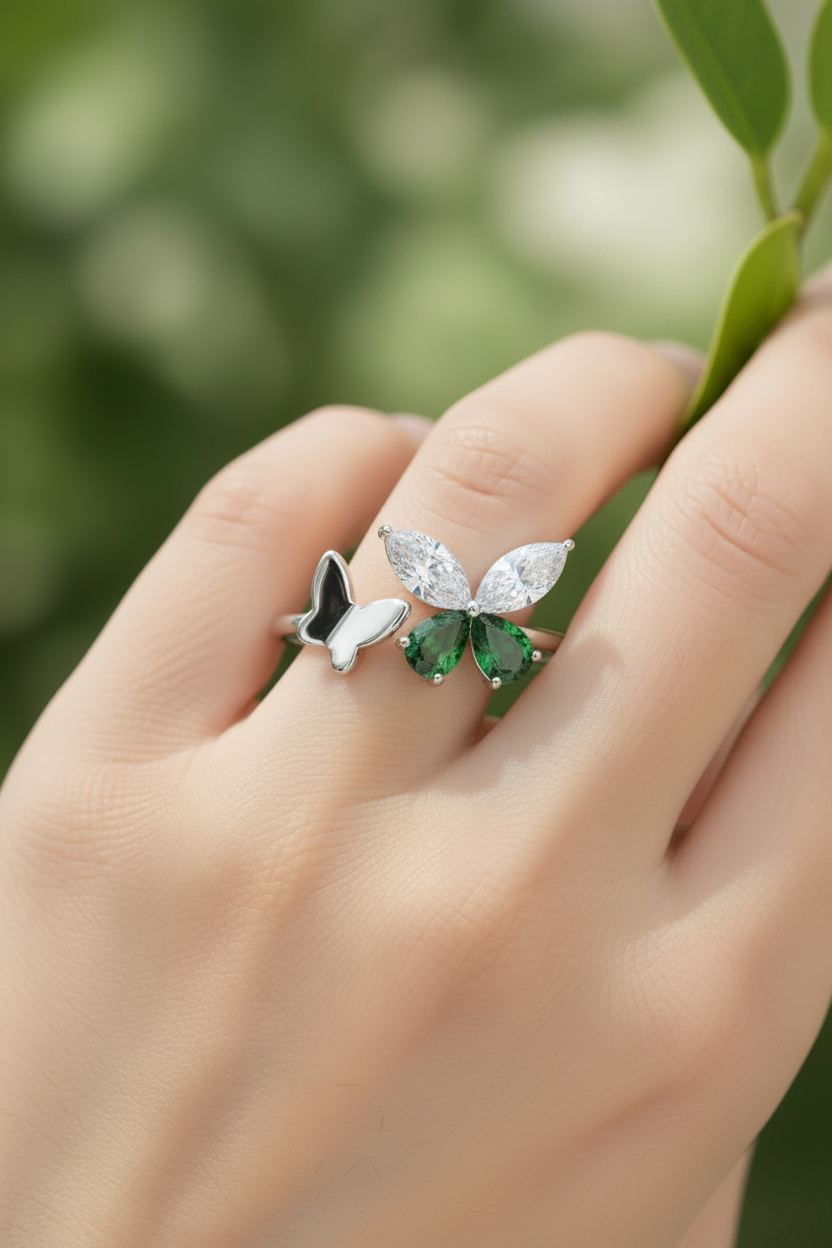 Butterfly Ring on Fair Wheatish Indian Hand