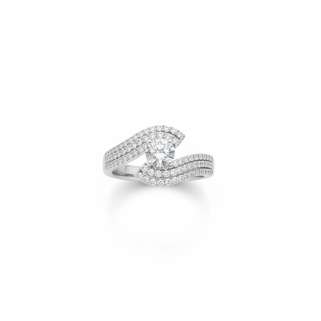 Crescent Embrace Swirl Ring - Flat Lay