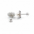 Crystal Sunflower Studs – Back & Side White
