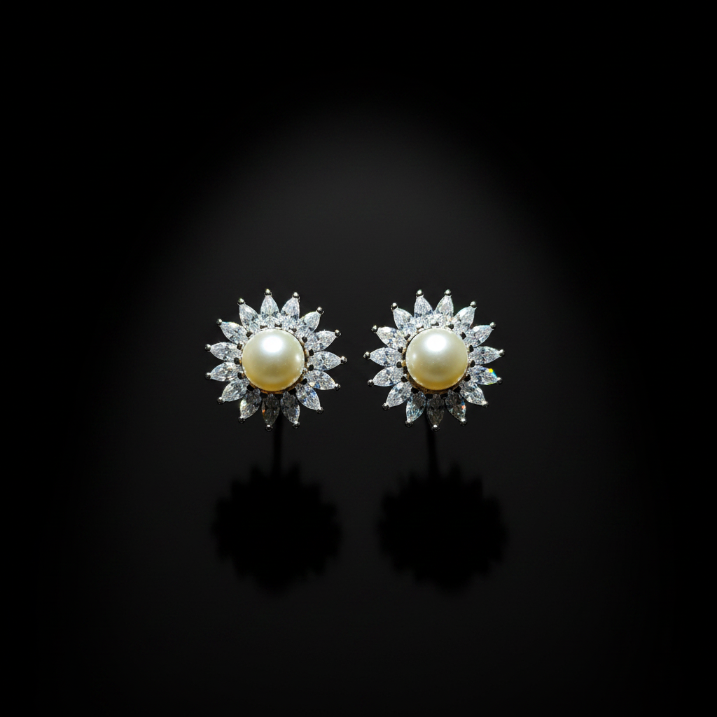 Crystal Sunflower Studs – Dark Cinematic v2