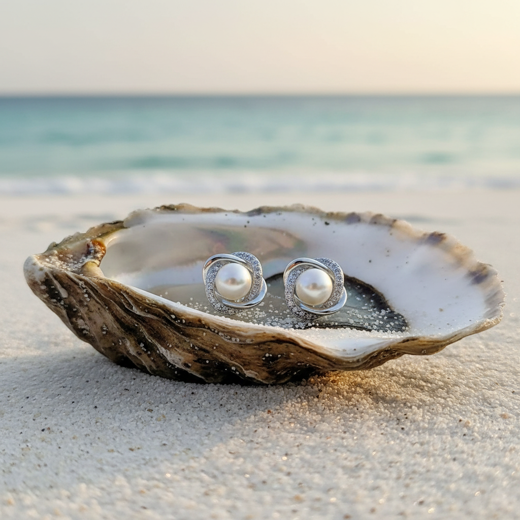 Crystal Swirl Studs – Oyster Shell Beach