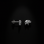 Sterling Silver Elephant Studs front and side view showing post and clasp – CHAKORE