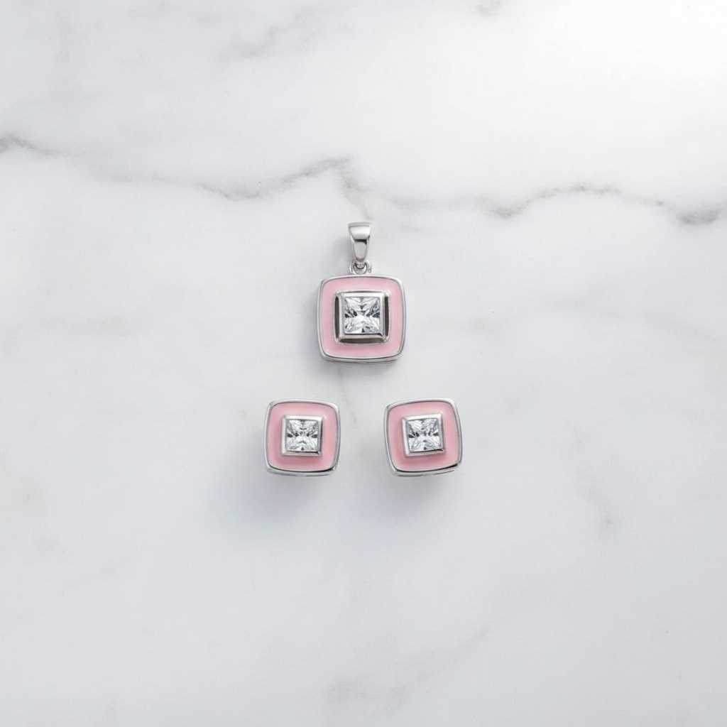Flat Lay Pendant and Earrings No Chain