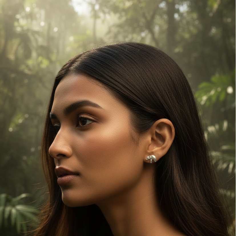 Indian model golden hour elephant studs