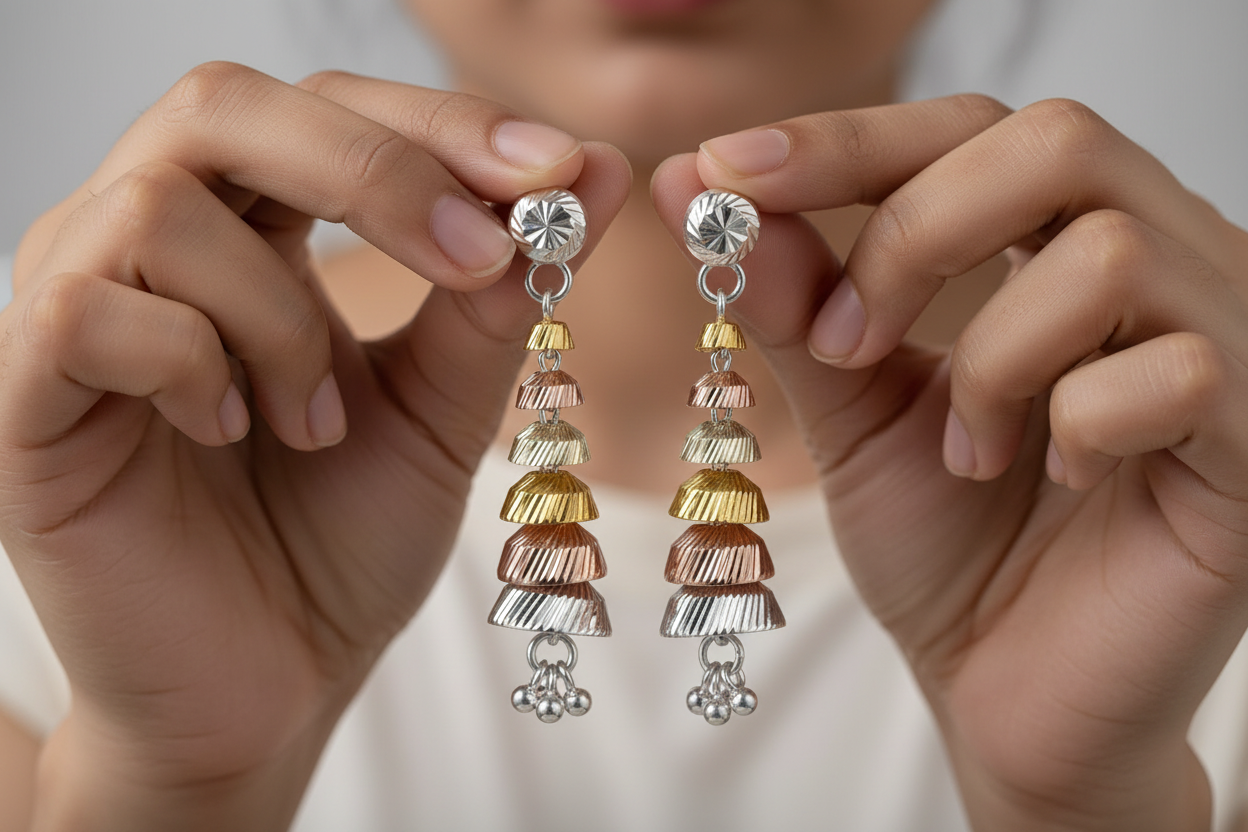 Jhumka Pair – Both Held Between Fingers