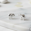 925 Sterling Silver Elephant Stud Earrings on marble surface – CHAKORE