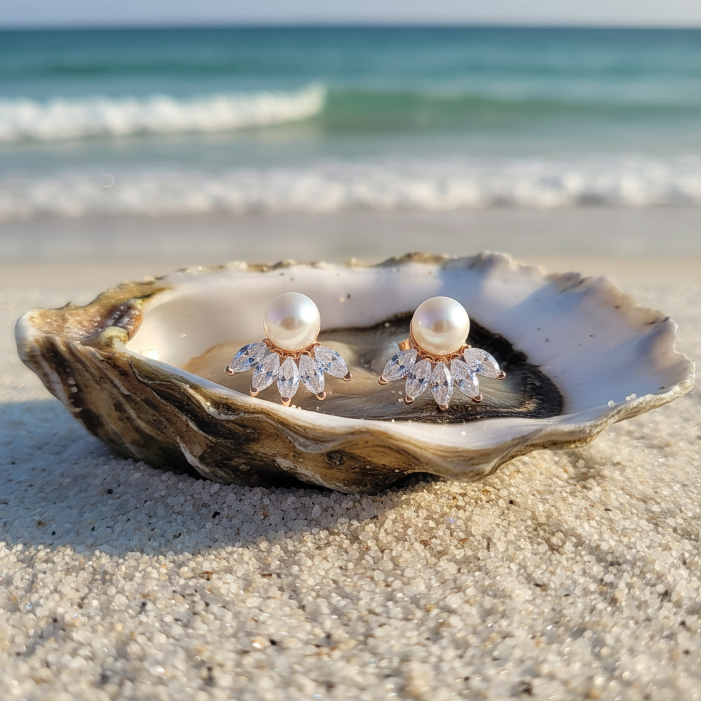 Marquise Fan Crest Rose Gold – Oyster Shell