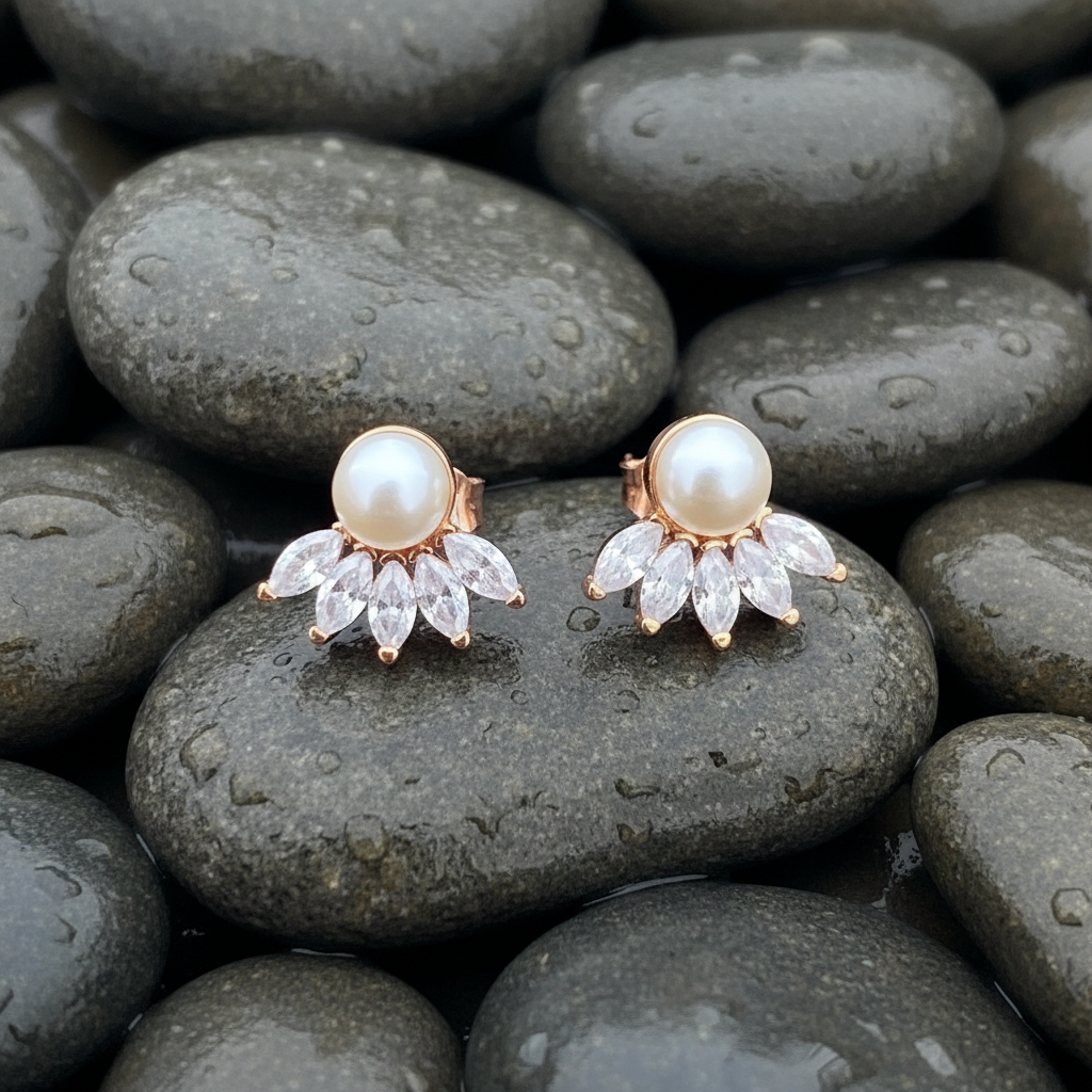 Marquise Fan Crest Rose Gold – Wet River Stones
