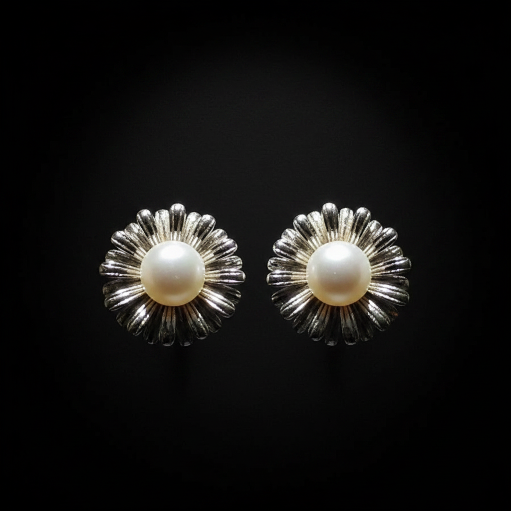 Metallic Daisy Studs – Dark Cinematic