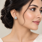 Metallic Daisy Freshwater Pearl 925 Silver Stud Earrings