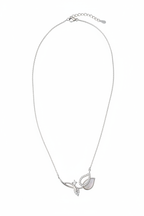 925 Sterling Silver Minimalist hero shot - leaf necklace with MOP by CHAKORE