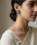 Oxidised Lunar Studs 925 Sterling Silver— Indian Saree Lifestyle by CHAKORE
