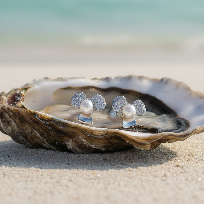 Pearl Bow Earrings – Oyster Shell Beach