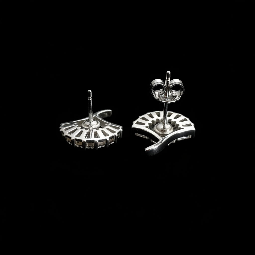 Pearl Fan Studs – Back View Dark