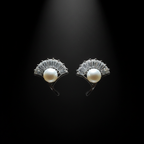 Pearl Fan Studs – Dark Cinematic