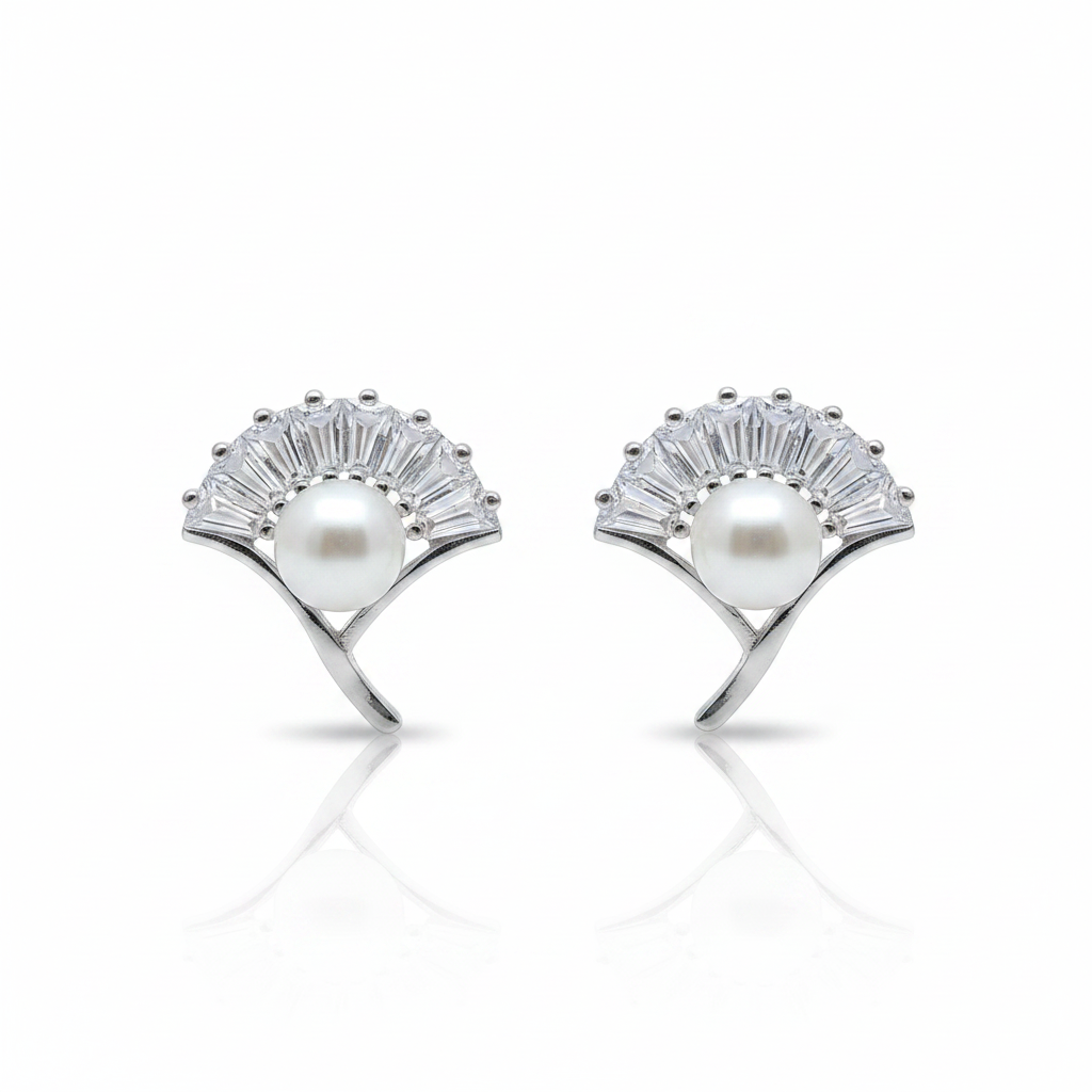 Pearl Fan Studs – Studio White