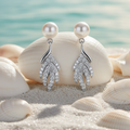 Pearl Leaf Earrings – Beach Flat Lay