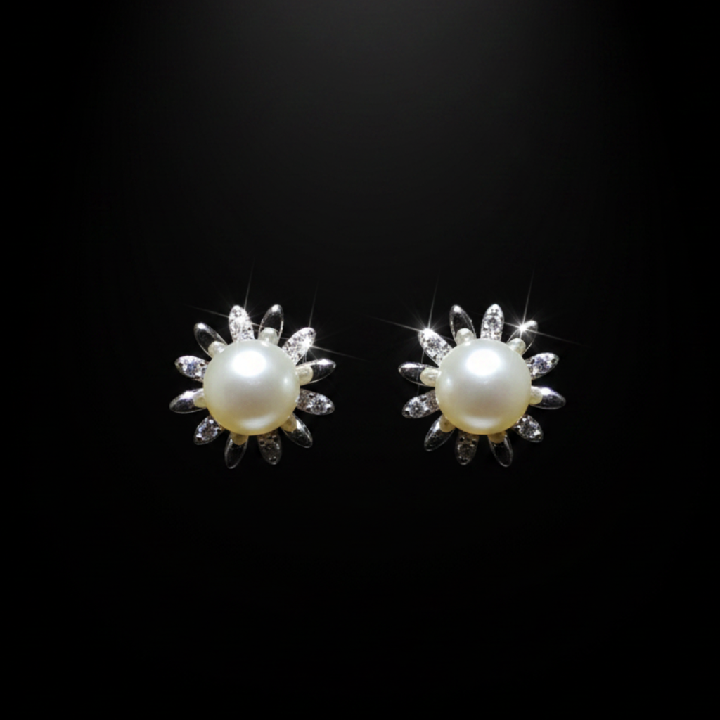 Pearl Sunburst Studs – Dark Cinematic