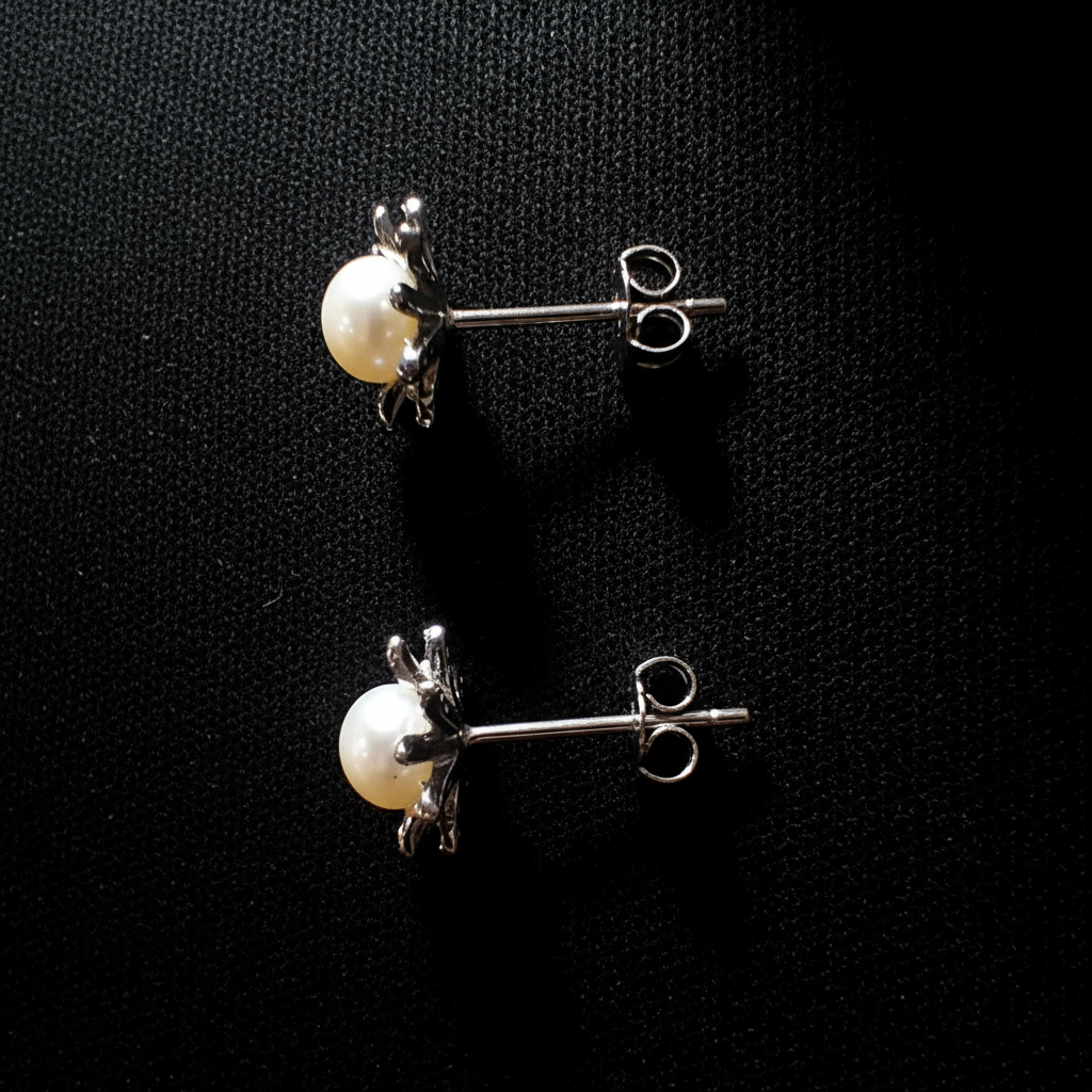 Pearl Sunburst Studs – Side View Dark