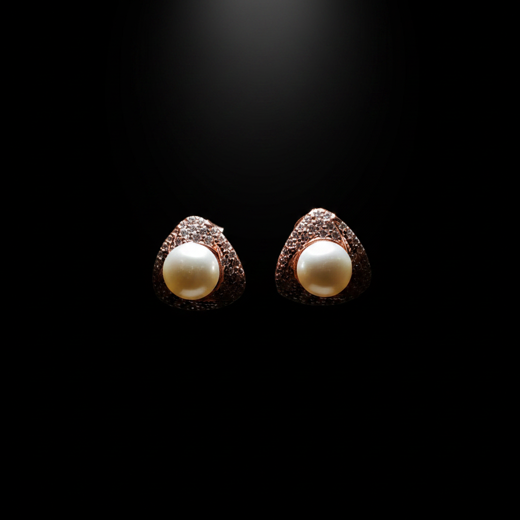 Pearl Triangle Studs – Dark Cinematic