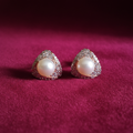 Pearl Triangle Studs – Dark Pink Velvet