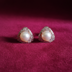 Pearl Triangle Studs – Dark Pink Velvet