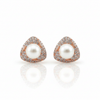 Pearl Triangle Studs – Rose Gold White Studio