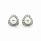 Pearl Triangle Studs – Silver White Studio
