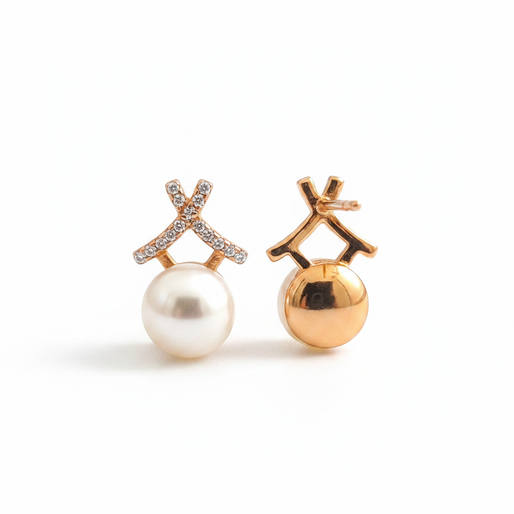 Pearl X Studs – Front & Back White Studio